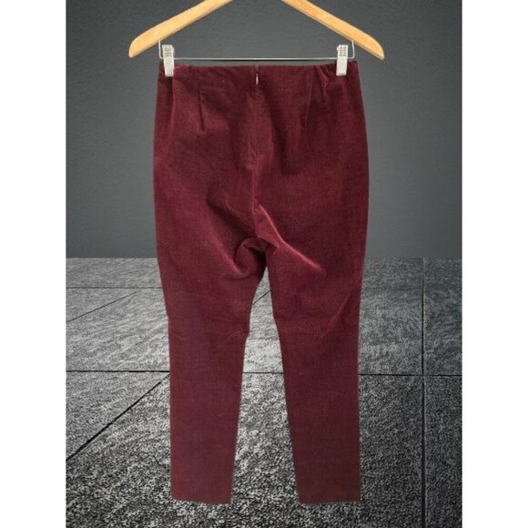 Theory Womens Pants in Burgundy Slim-Fit Cotton Velvet  Holliday Evening  Size 8 - Picture 4 of 7